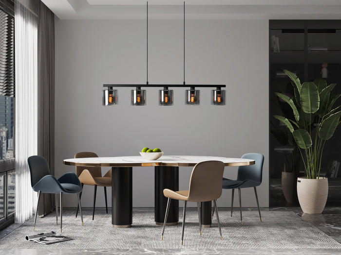 EGLO Cadley Hanglamp - E27 - 121 cm - Rookglas - Smoke - Zwart