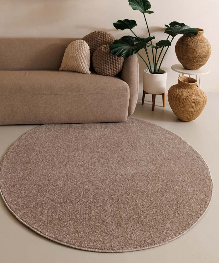 Tapeso Rond vloerkleed Fine - beige - 200 cm