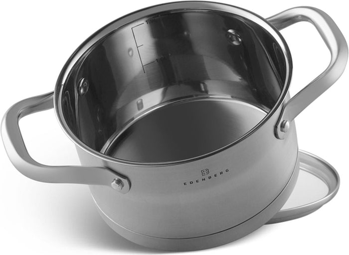 Edenberg Classic Line - Pannenset - RVS - 12 delig - Sandwichbodem