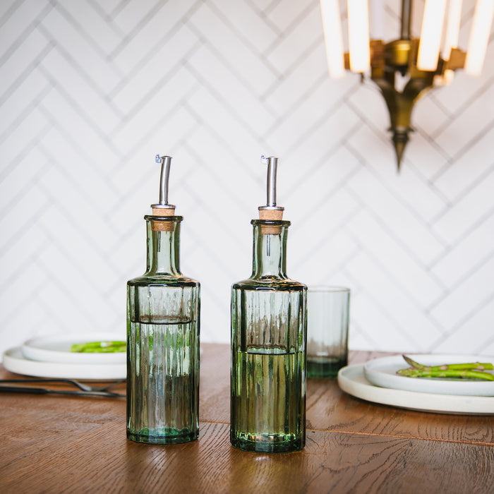 Brût Homeware, Set van 2 Olie|Azijn Fles set 30 CL, groen