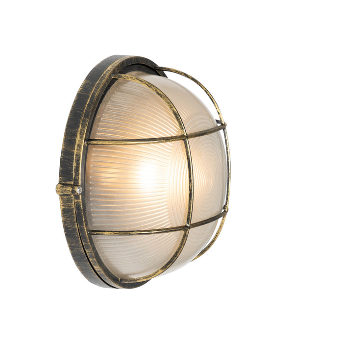 QAZQA Industriële buitenwandlamp antiek goud IP44 - Hanneke
