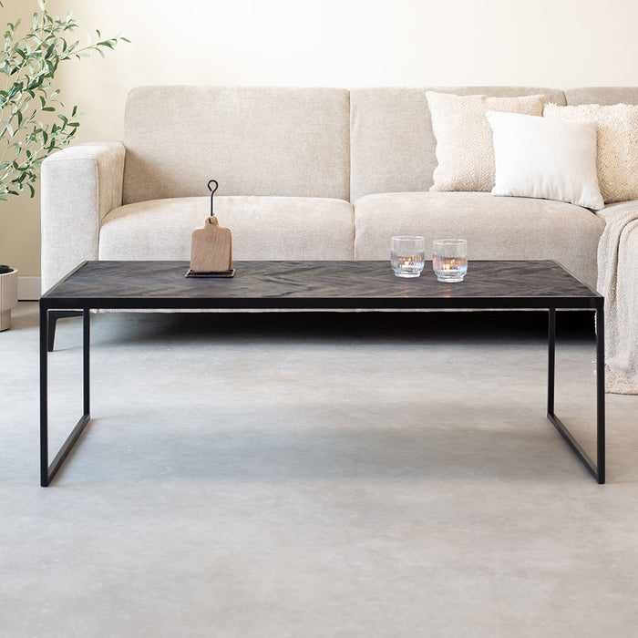 Dimehouse Industriële salontafel Dulce zwart visgraat 120x60 cm