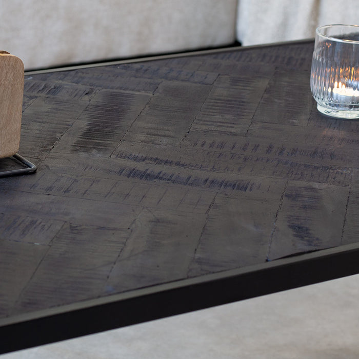 Dimehouse Industriële salontafel Dulce zwart visgraat 120x60 cm