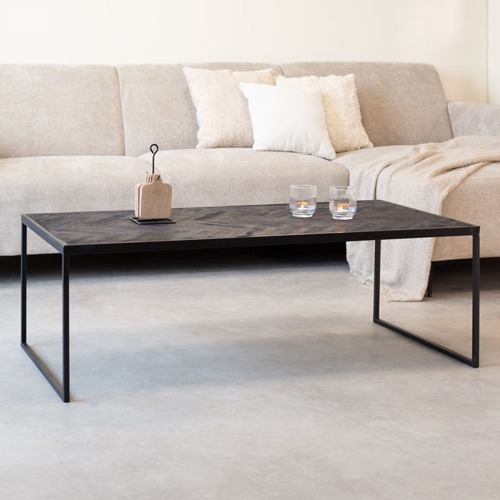 Dimehouse Industriële salontafel Dulce zwart visgraat 120x60 cm