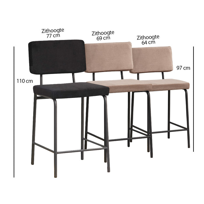 Bronx71 Velvet barkruk Espen taupe 64-77 cm