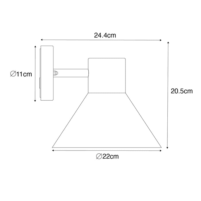 QAZQA Industriële buitenwandlamp donkergrijs kegel IP44 - Natas