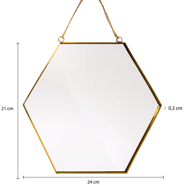 QUVIO Spiegel zeshoek breed - Goud