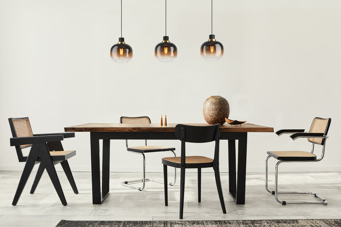 EGLO Oilella Hanglamp - E27 - 95 cm - Amber glas - Zwart