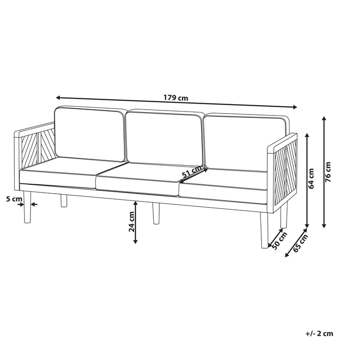 Beliani - BARATTI - Driezitsbank - Lichte houtkleur - Acaciahout