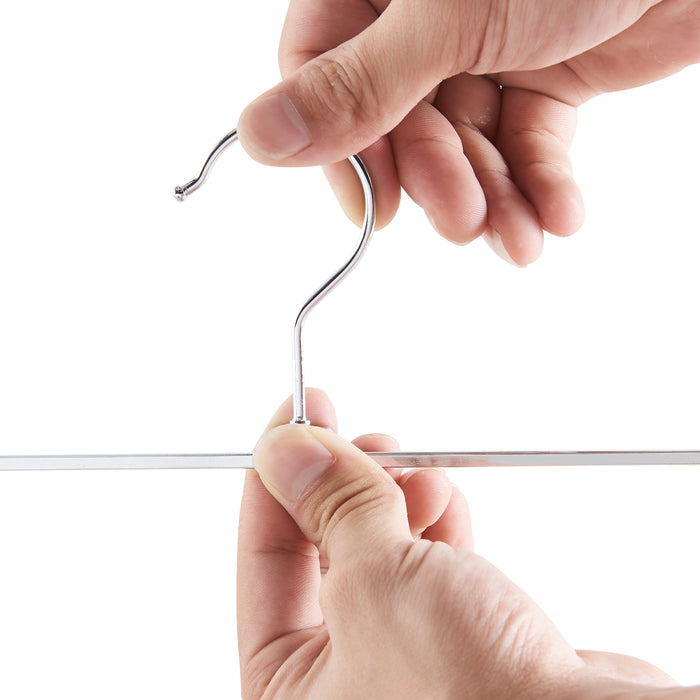 ACAZA Antislip kledinghangers - large - 40 cm lang - verstelbare knijpers - 20 stuks - zilvergrijs