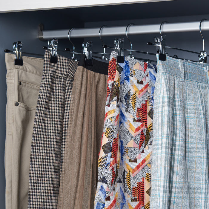 ACAZA Antislip kledinghangers - large - 40 cm lang - verstelbare knijpers - 20 stuks - zilvergrijs