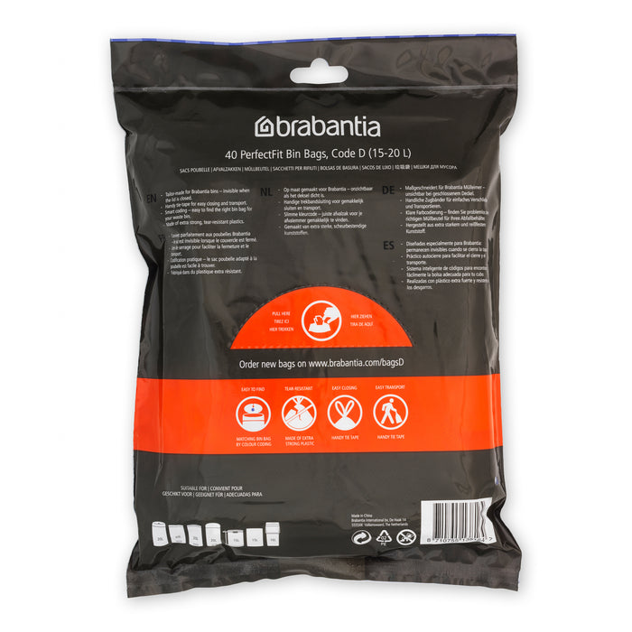 Brabantia PerfectFit Type D Afvalzakken 15-20 L - 40 zakken