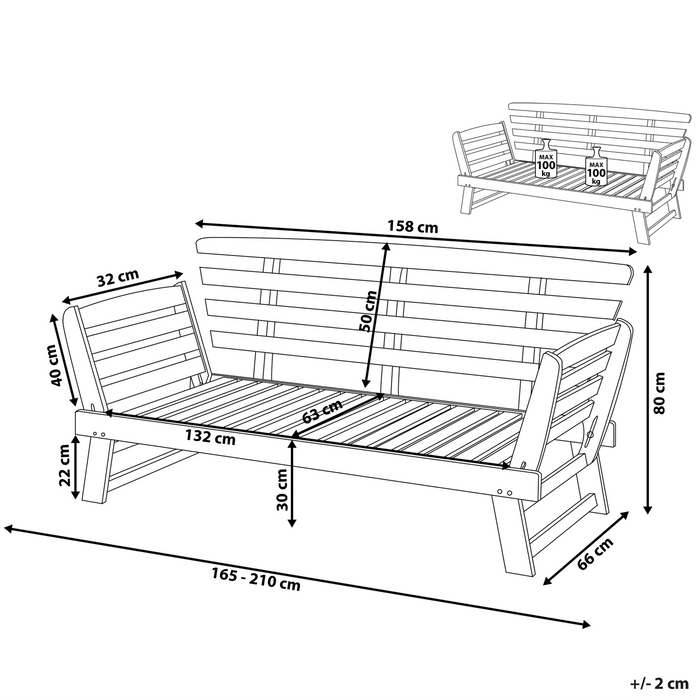 Beliani - PORTICI - Tuinbank - Donkere houtkleur - Eucalyptushout