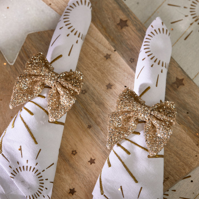 Riviera Maison Servetring Christmas Bow Goud - 2 Stuks