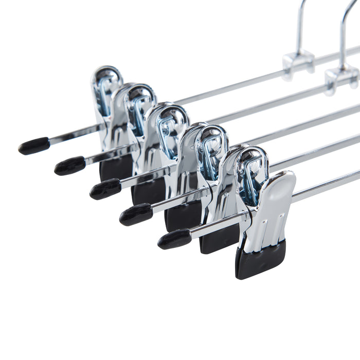 ACAZA Kledinghangers - Broekhanger - Rokhangers - 31 cm lang - Met Knijpers - Anti Slip - 20 Stuks - Metaal - Zilver