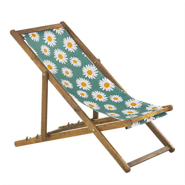 Beliani-ANZIO -Strandstoel set van 2-Lichthout|Groen|Bloemen-Polyester