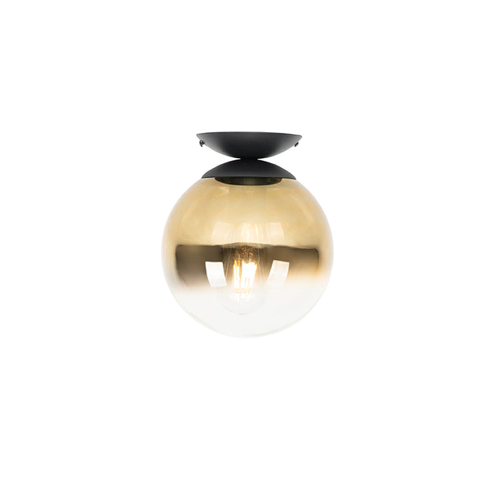 QAZQA Art deco plafondlamp zwart met goud glas - pallon