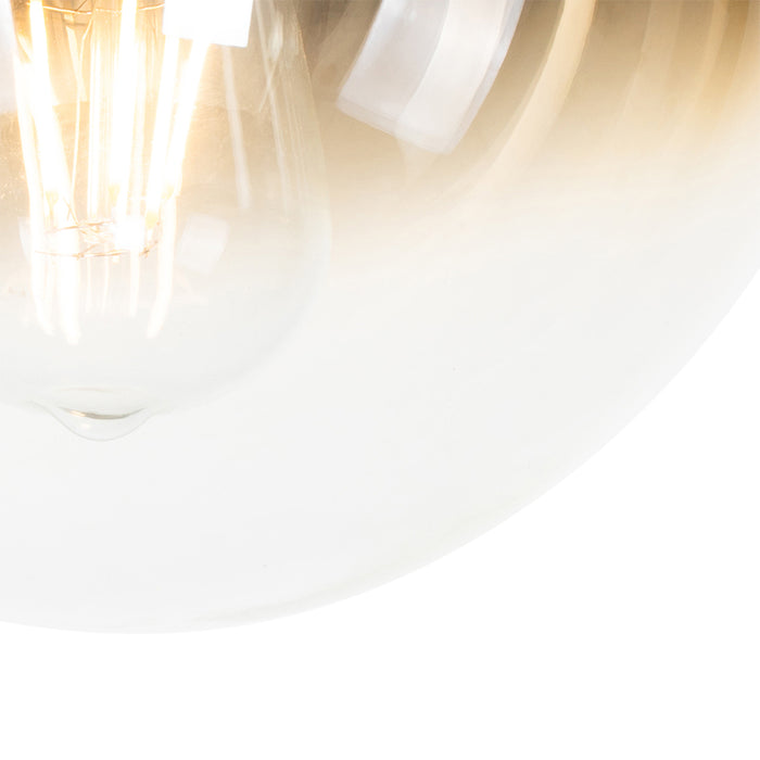 QAZQA Art deco plafondlamp zwart met goud glas - pallon