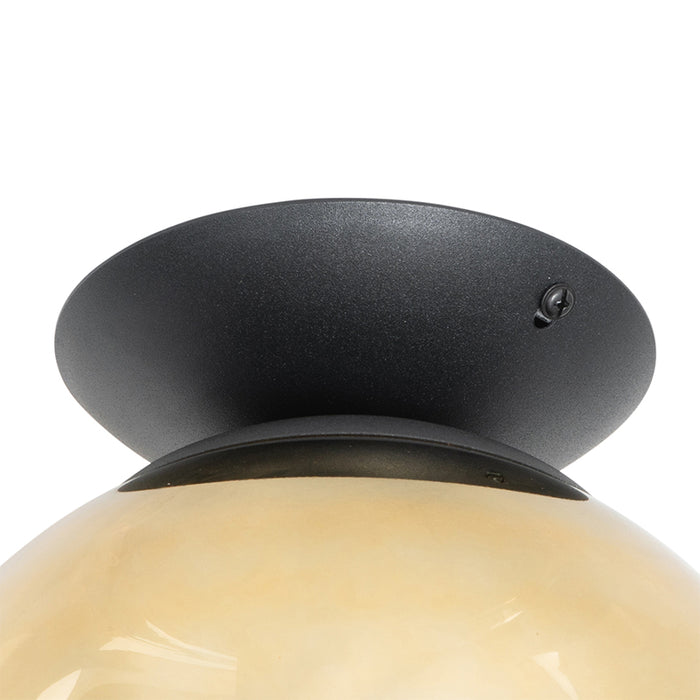 QAZQA Art deco plafondlamp zwart met goud glas - pallon