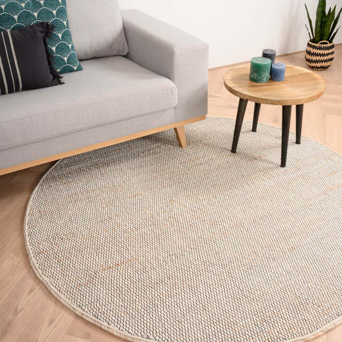 Nordic Weavers Rond wollen vloerkleed Lett - wit|beige - 120 cm
