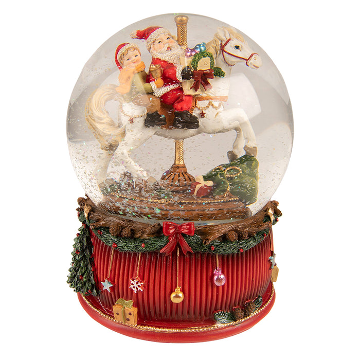 Clayre & Eef Sneeuwbol Kerstman Ø 16x20 cm Rood Groen Polyresin