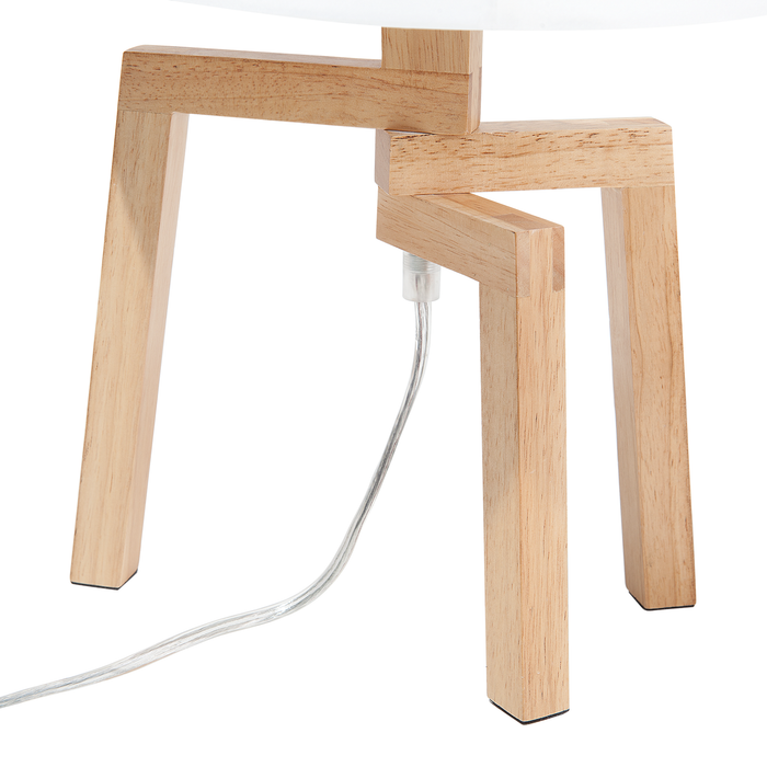 Beliani - NALON - Tafellamp - Wit - Eikenhout