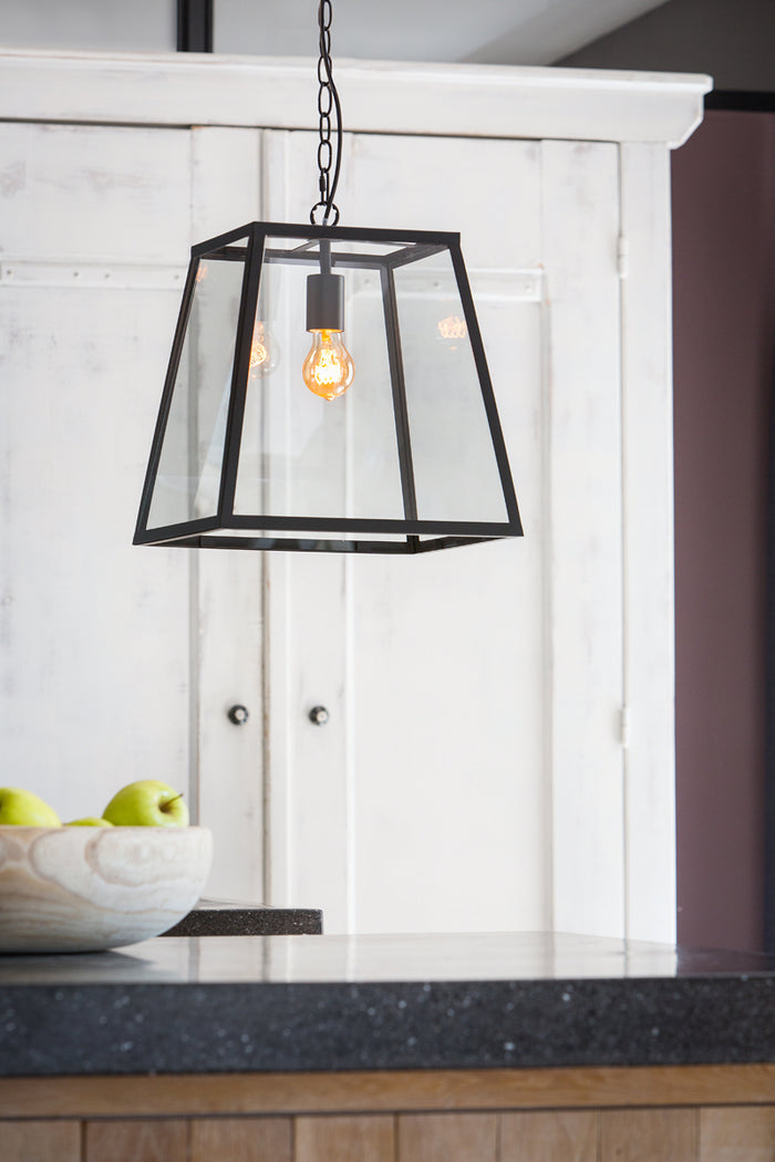 Light & Living Hanglamp SAUNTE - Glas Metaal Zwart