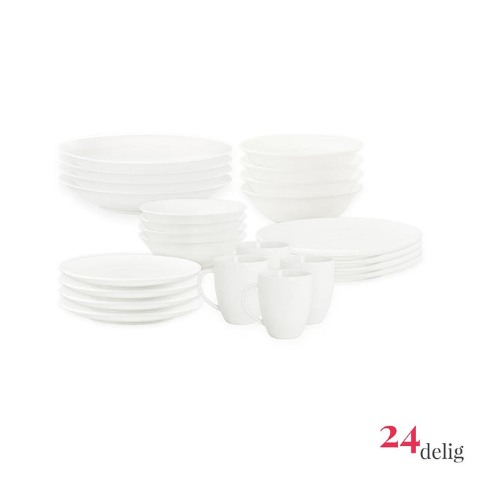 vtwonen Serviesset - Wit - Porselein - 24-delig