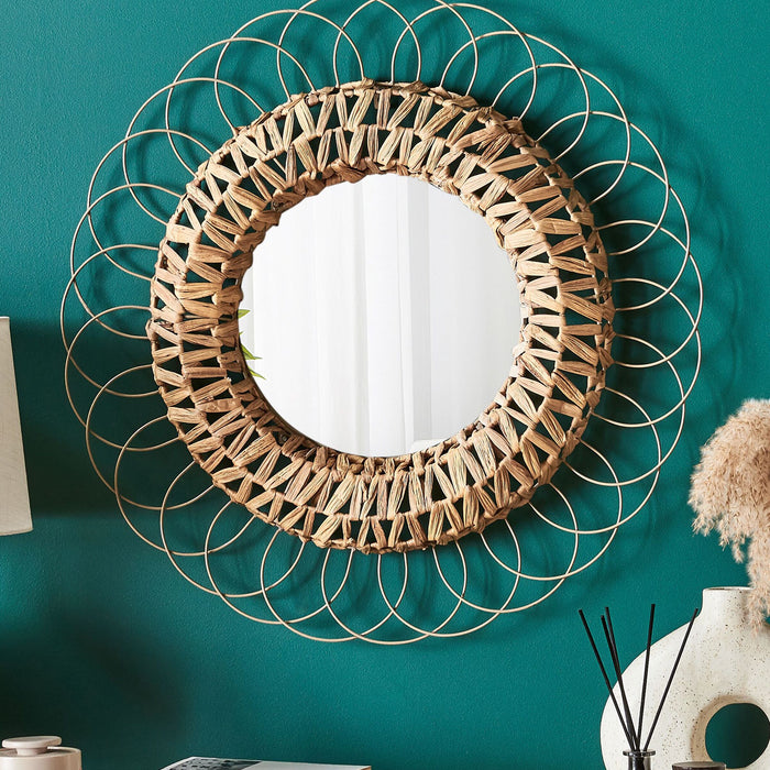 Beliani - PAMOL - Wandspiegel - Natuurlijk - Waterhyacinth