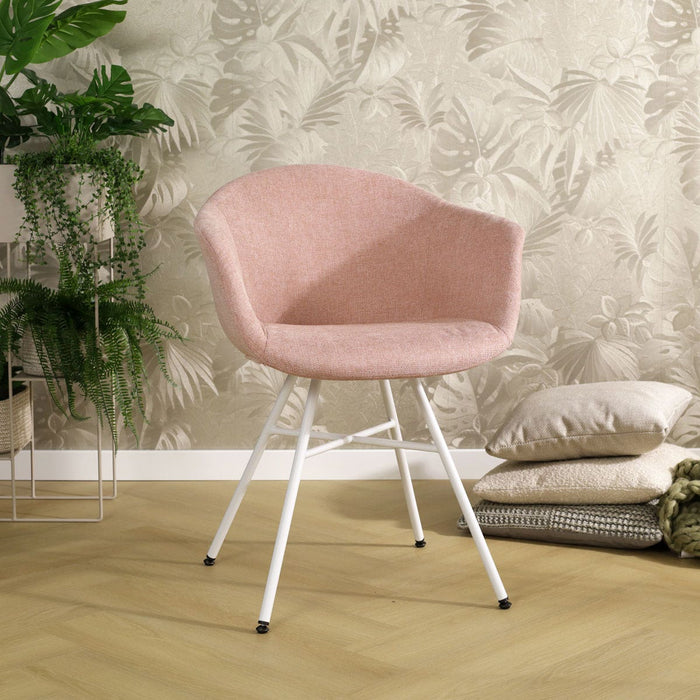 Nolon Noa-Otis eetkamerstoel zacht roze - met armleuning - wit