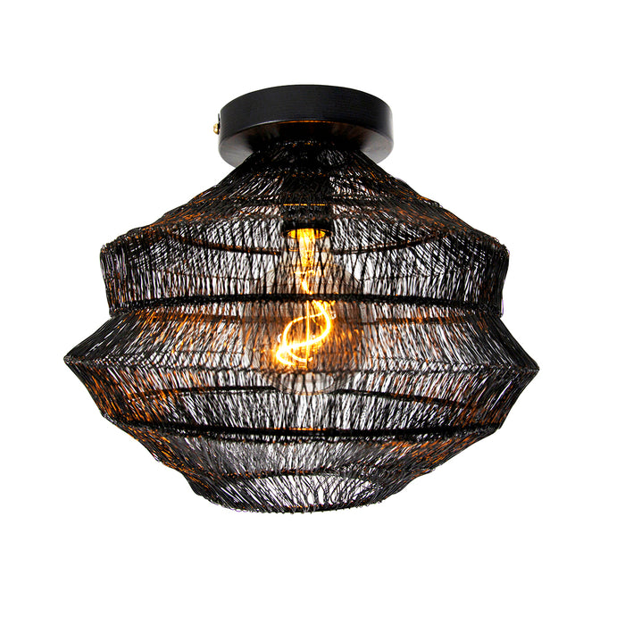 QAZQA Oosterse plafondlamp zwart 25 cm - Vadi