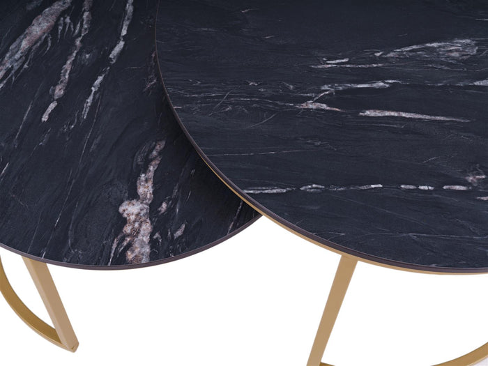 Ronde salontafel set Firenze XL 75 en 58 cm champagne goud