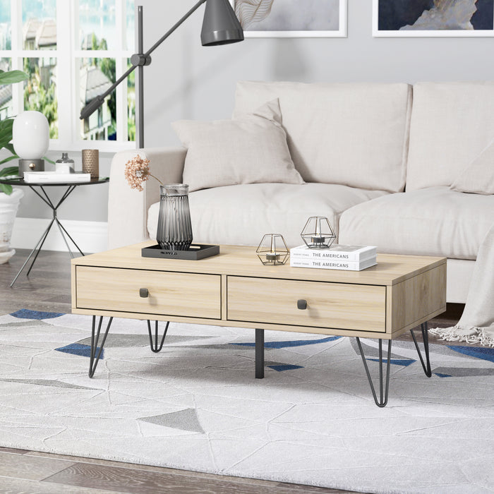 QUVIO Salontafel met 2 lades- QUV1024 - Sand