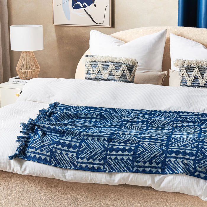 Beliani - SHIVPURI - Plaid - Marineblauw - 130 x 180 cm - Katoen