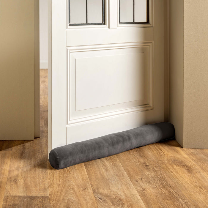 Dutch Decor Tochtstopper 90x10 cm - FINN - velvet tochtrol - antraciet