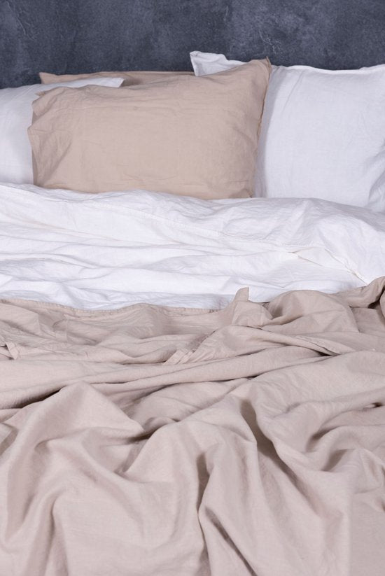 Halflinnen - Naturel - Maat: 1-persoons (140 x 200|220 cm)