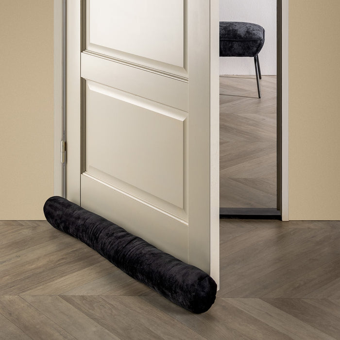 Dutch Decor Tochtstopper 90x10 cm - FINN - velvet tochtrol - zwart