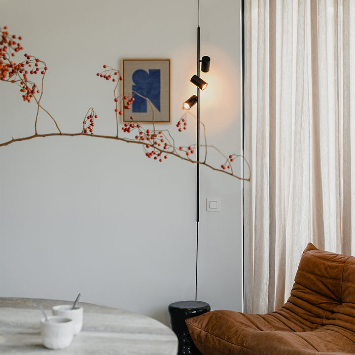 QAZQA Hanglamp zwart met voetschakelaar 3-lichts - Jeana Luxe