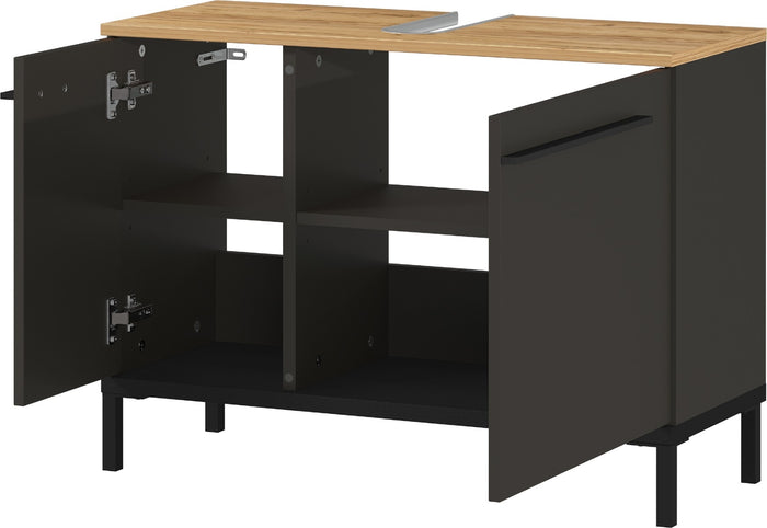 Germania Yonkers Wastafelonderkast Grafiet | Eiken 80 cm