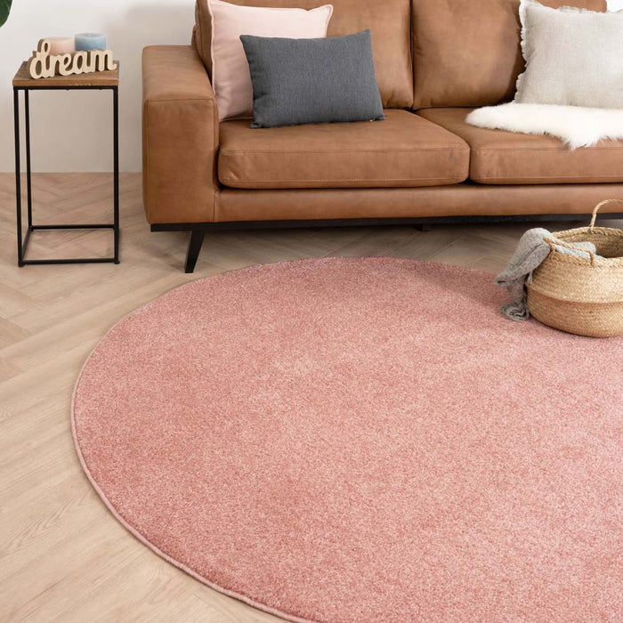 Tapeso Rond vloerkleed Fine - roze - 300 cm
