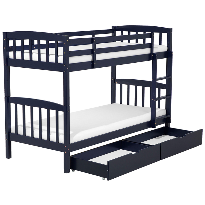 Beliani-REVIN -Stapelbed met opbergruimte-Blauw-90 x 200 cm-Dennenhout