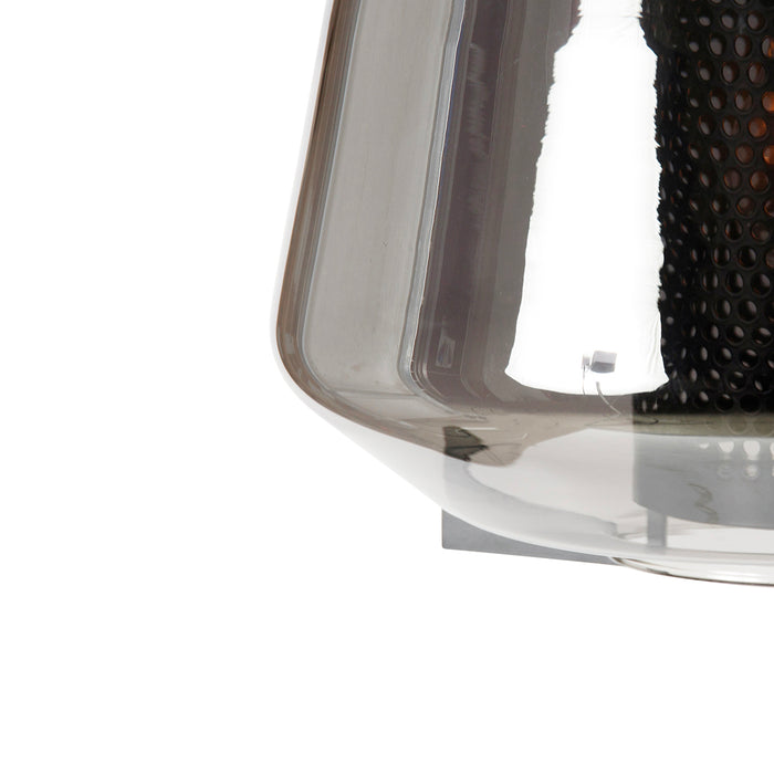 QAZQA Hanglamp zwart met smoke glas 30 cm langwerpig 3-lichts - Kevin