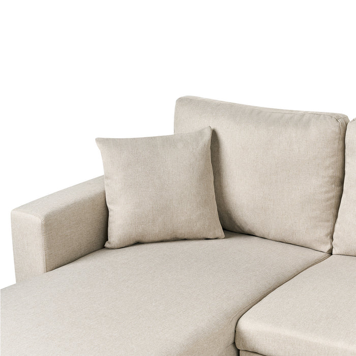 Beliani-SOMMEN-Hoekslaapbank-Beige-Symmetrisch-287 cm-Polyester