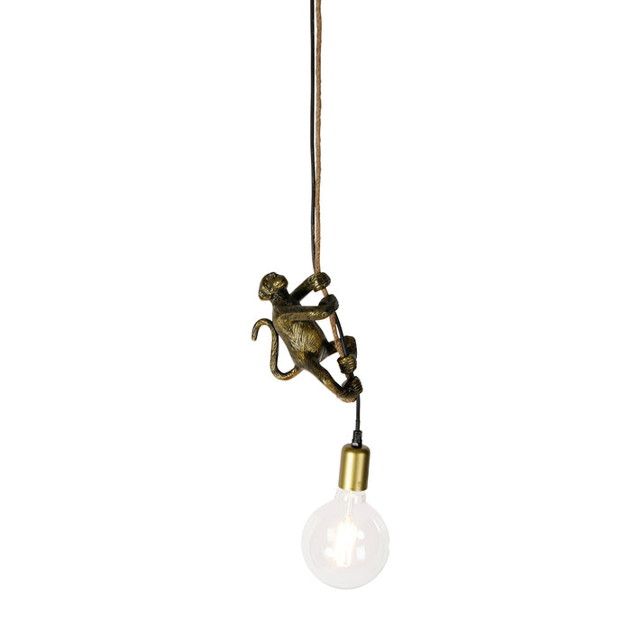 QAZQA Vintage hanglamp goud - Animal Monkey