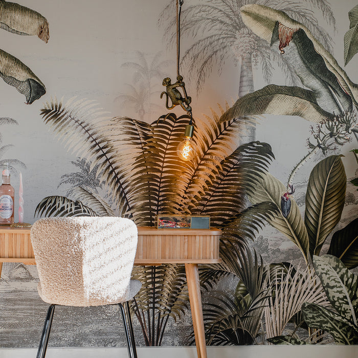 QAZQA Vintage hanglamp goud - Animal Monkey