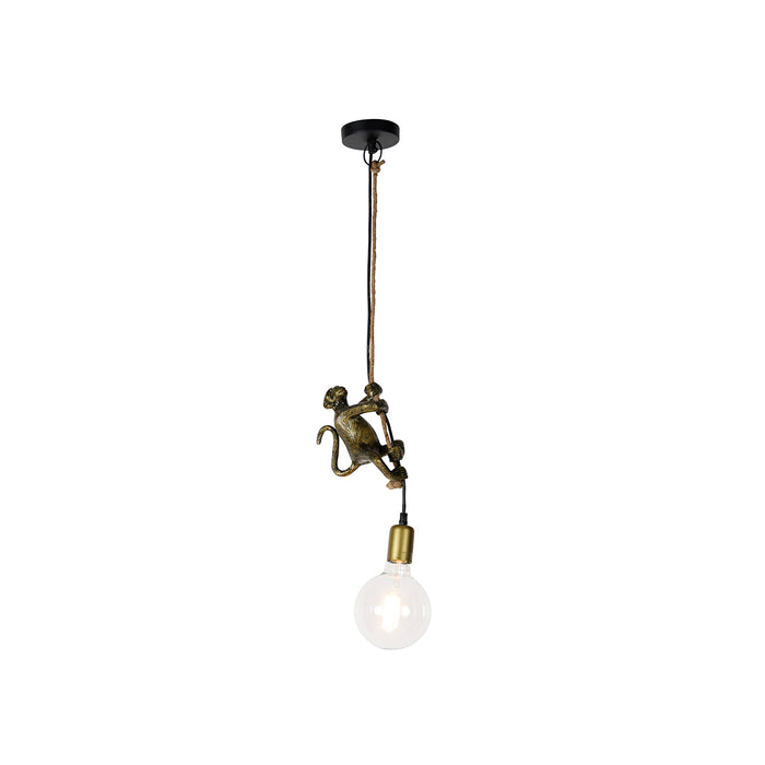 QAZQA Vintage hanglamp goud - Animal Monkey