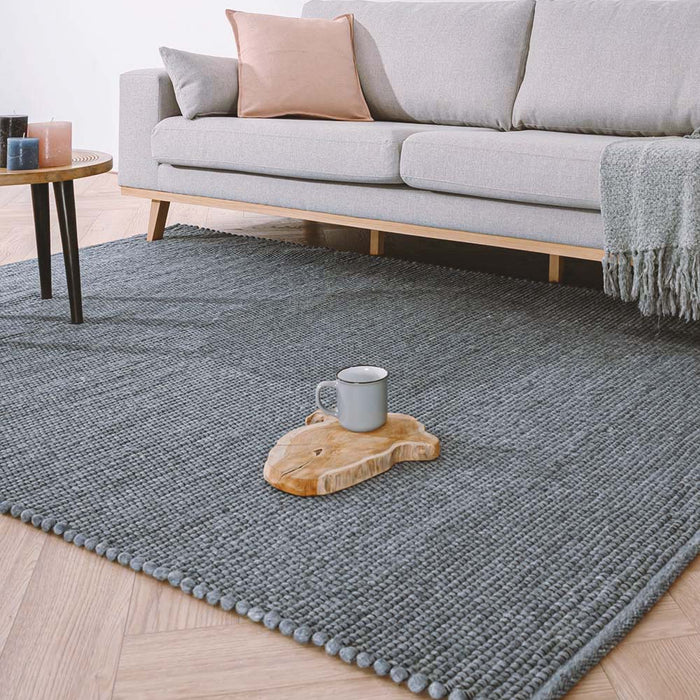 Nordic Weavers Wollen vloerkleed Lett - staalblauw - 160x230 cm