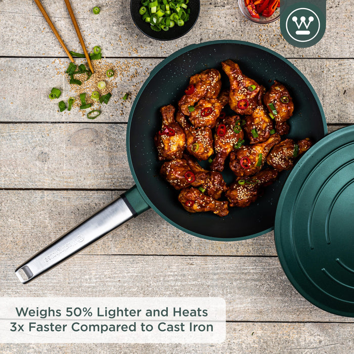 Westinghouse Pannenset - Wokpan 28cm + Grillpan 28cm - Groen