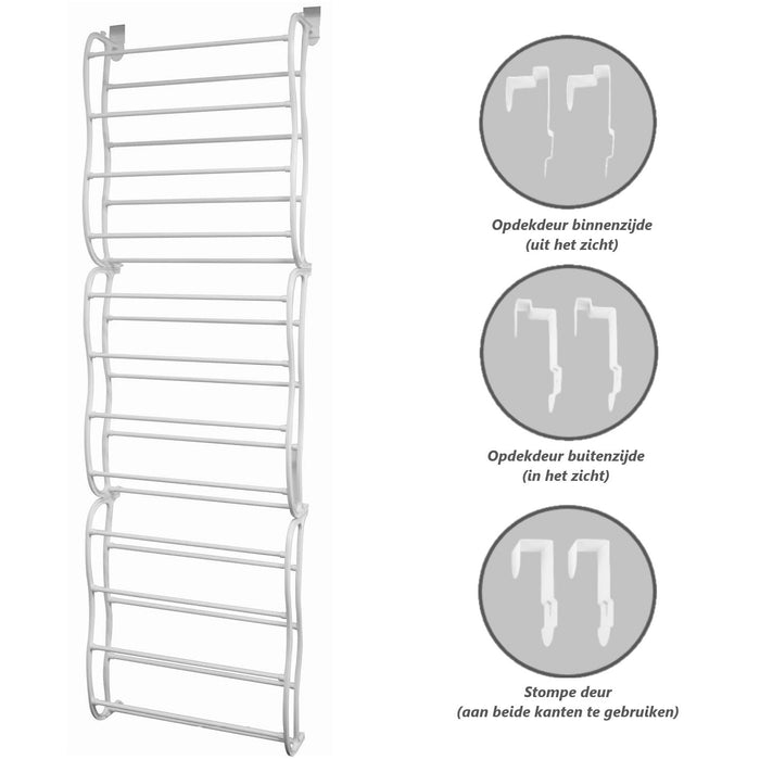 O'DADDY® Hangend schoenenrek - Opdek en stompe deur - 20x51x182cm wit