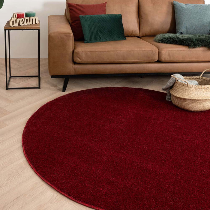 Tapeso Rond vloerkleed Fine - rood - 240 cm